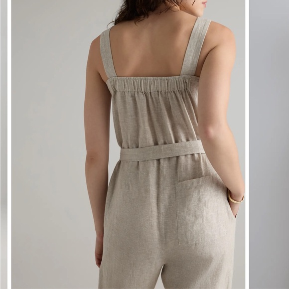 Quince Beige linen overall Jumpsuit - Picture 2 of 7